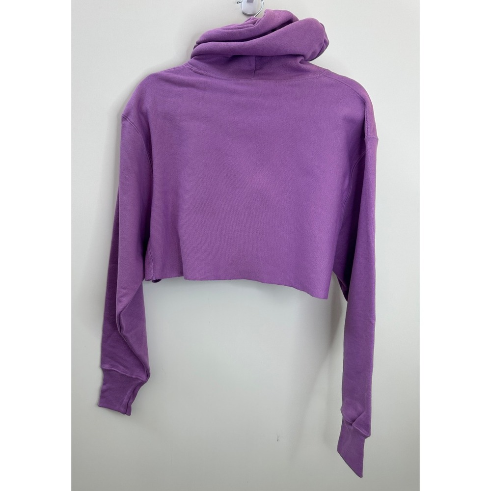 NWT Champion Reverse Weave Cropped Cut Off Hoodie Sweatshirt Purple XS Oversized - Picture 6 of 10
